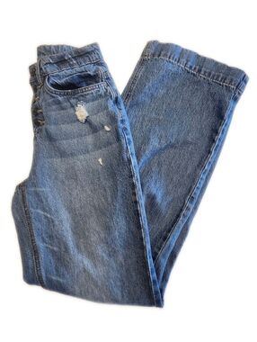 Venus (Jeans & Polo) Mid Rise Button Fly Distressed Flare Leg Jeans, 2